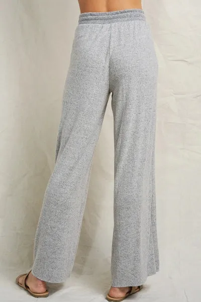 Maronie Grey Lounge Set | Twist Front Top   Wide Leg Pants