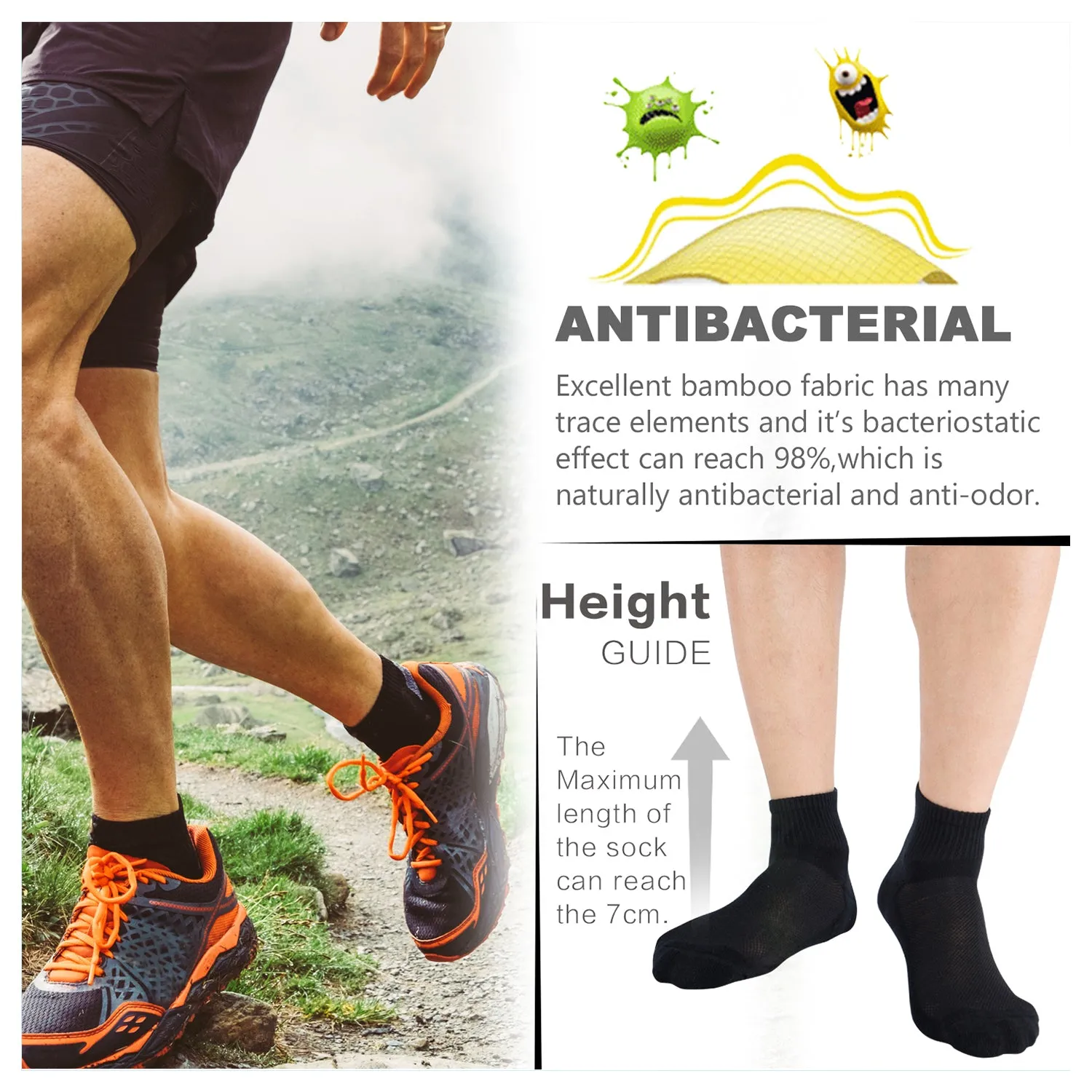 MD Antibacterial Bamboo Socks Ankle (2 Pairs)