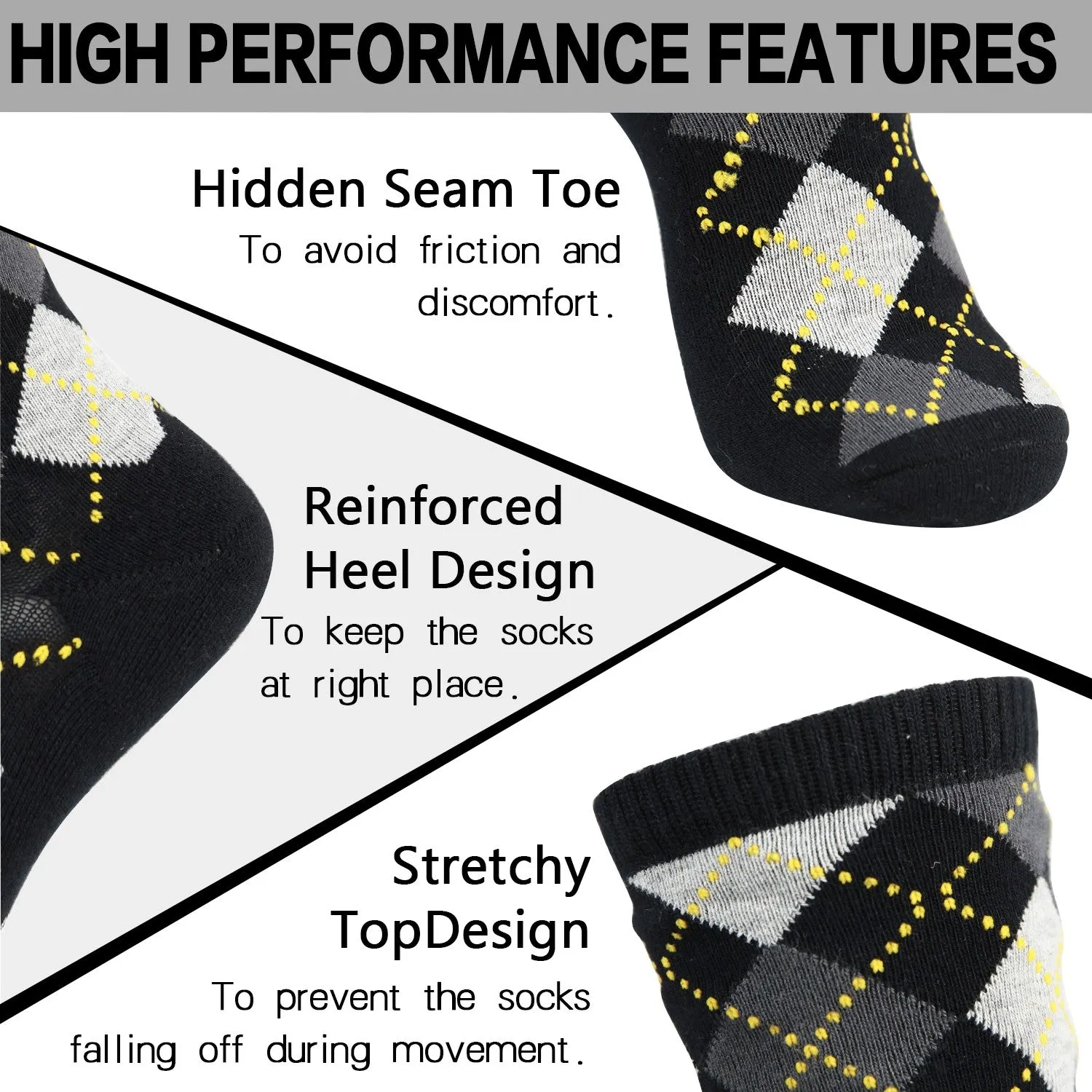 MD Design Bamboo Crew Argyle Dress Socks Cushioned