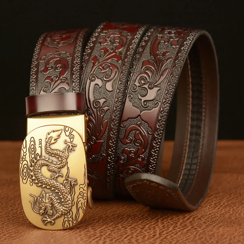 Men's Dragon Soaring In The Sky Leather Belt