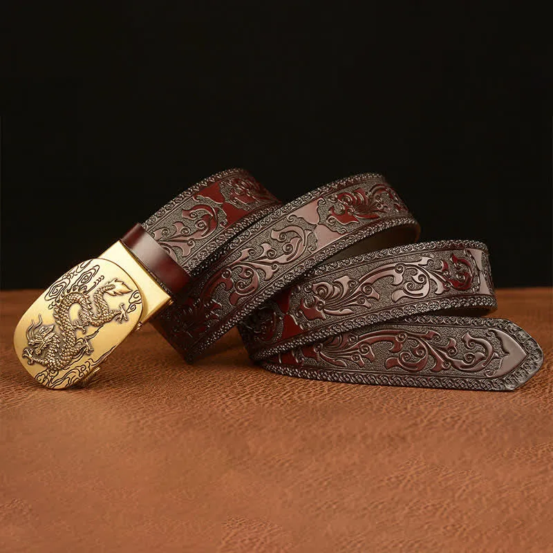 Men's Dragon Soaring In The Sky Leather Belt