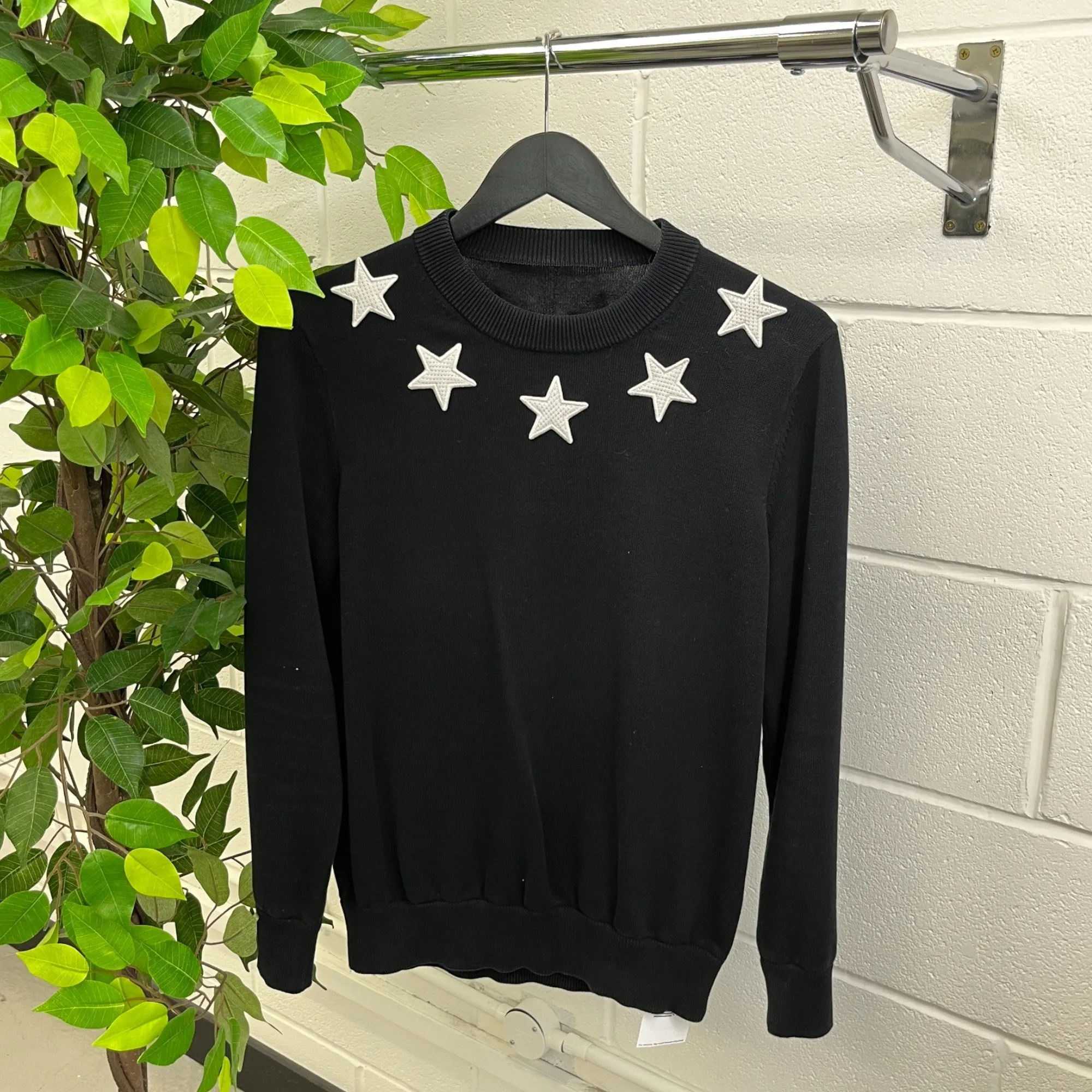 Men's Embroidered Star Sweatshirt Black Size S