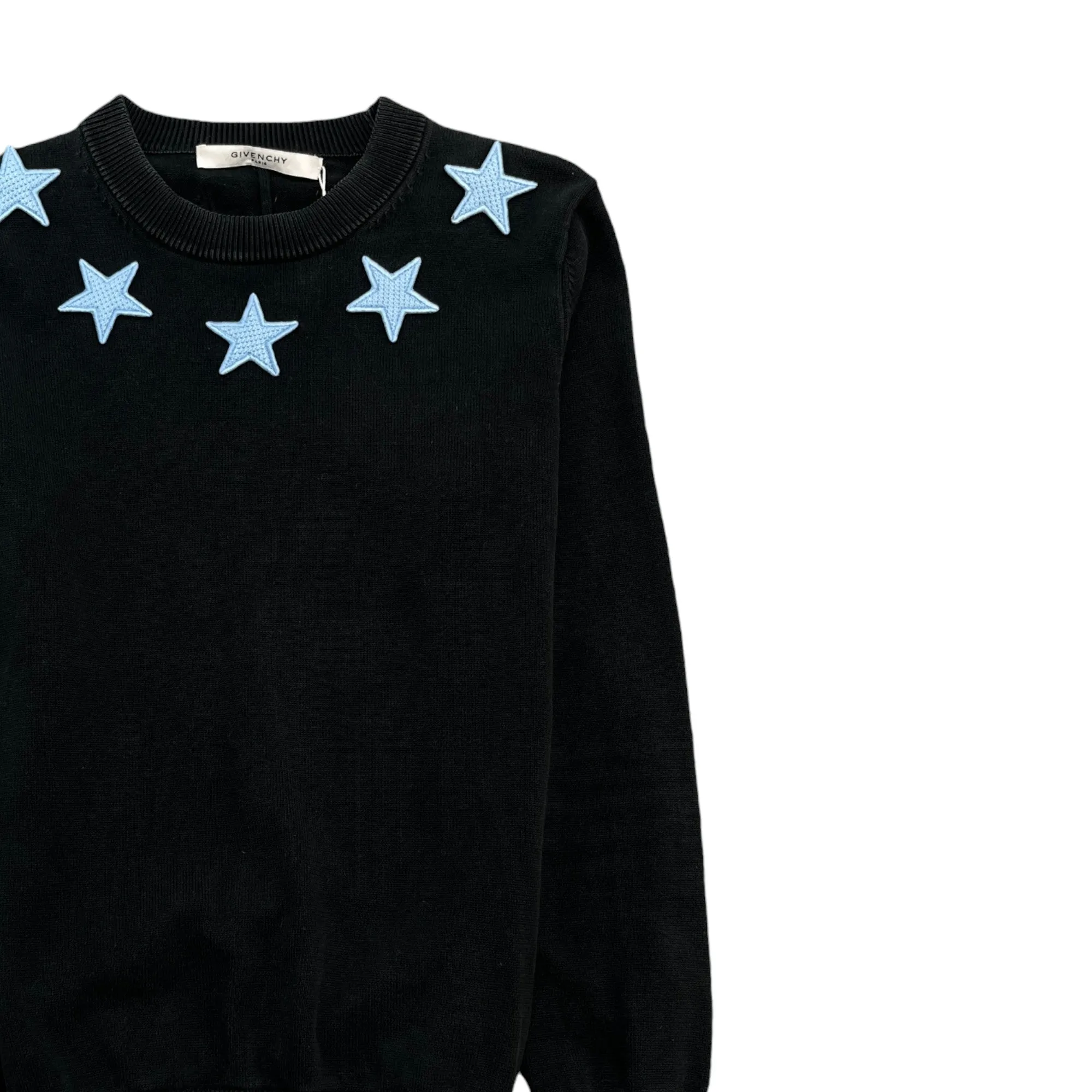 Men's Embroidered Star Sweatshirt Black Size XS