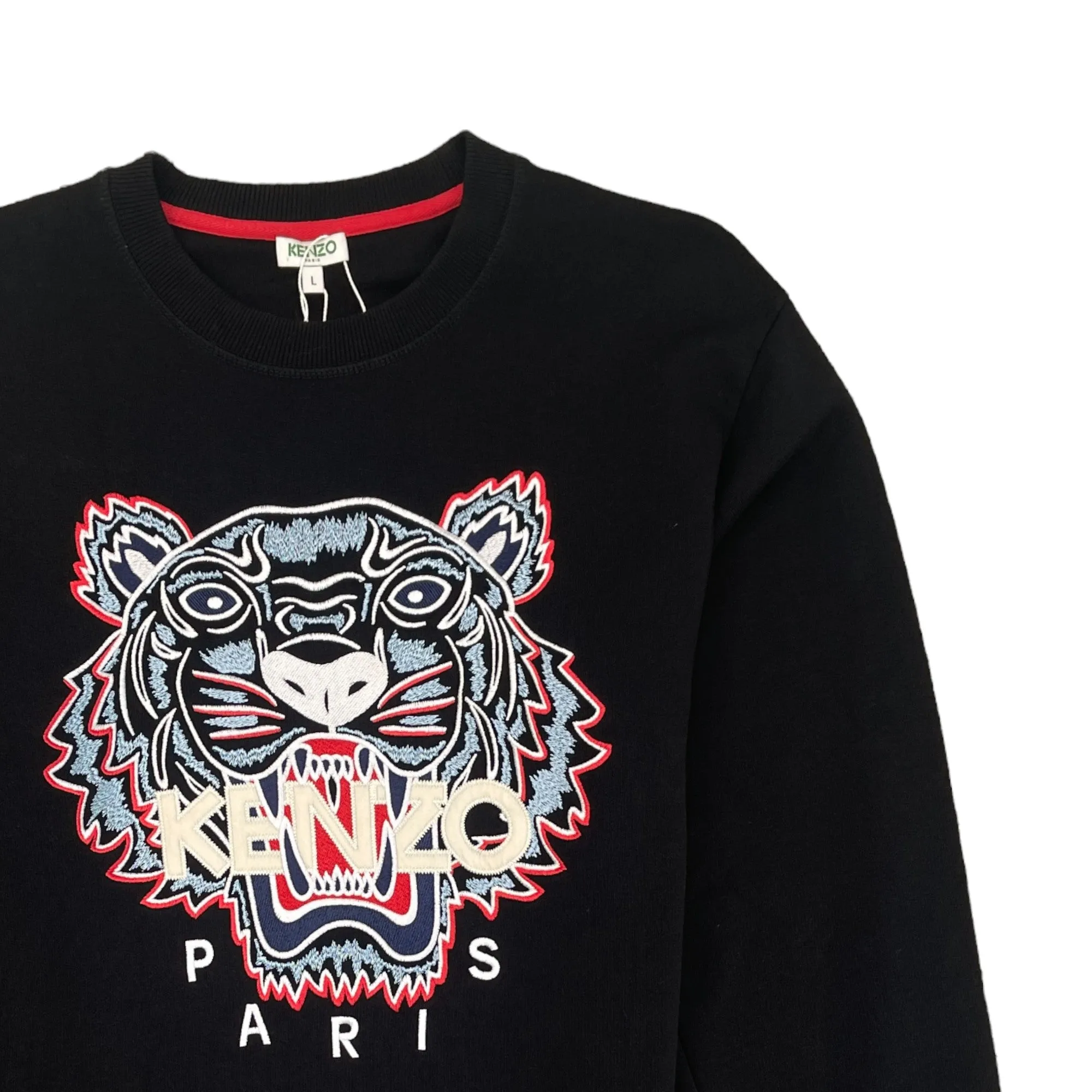 Men's Embroidered Tiger Sweatshirt Black Size L