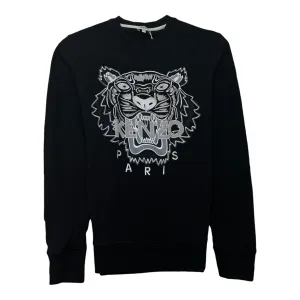 Men's Embroidered Tiger Sweatshirt Blue Size XS