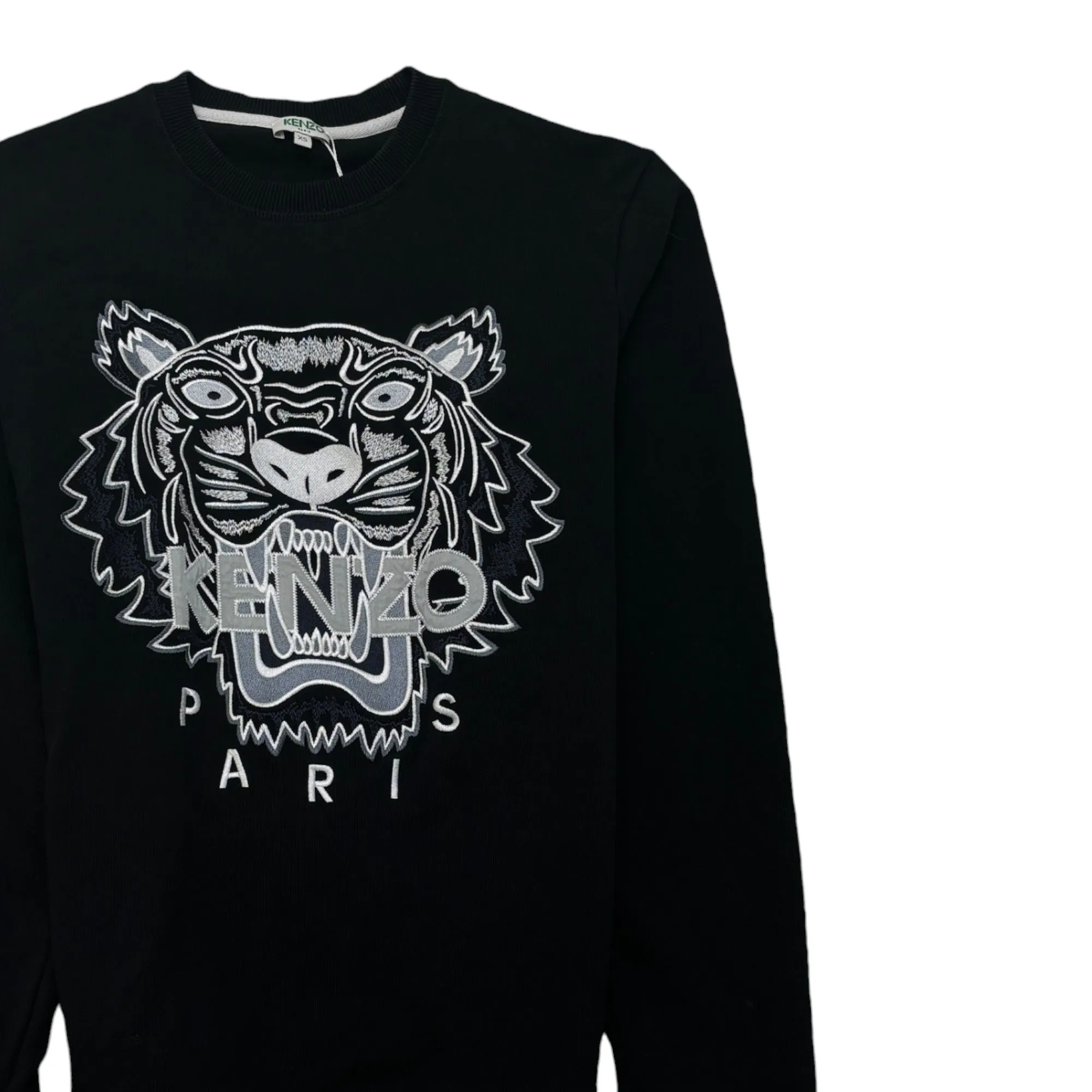 Men's Embroidered Tiger Sweatshirt Blue Size XS