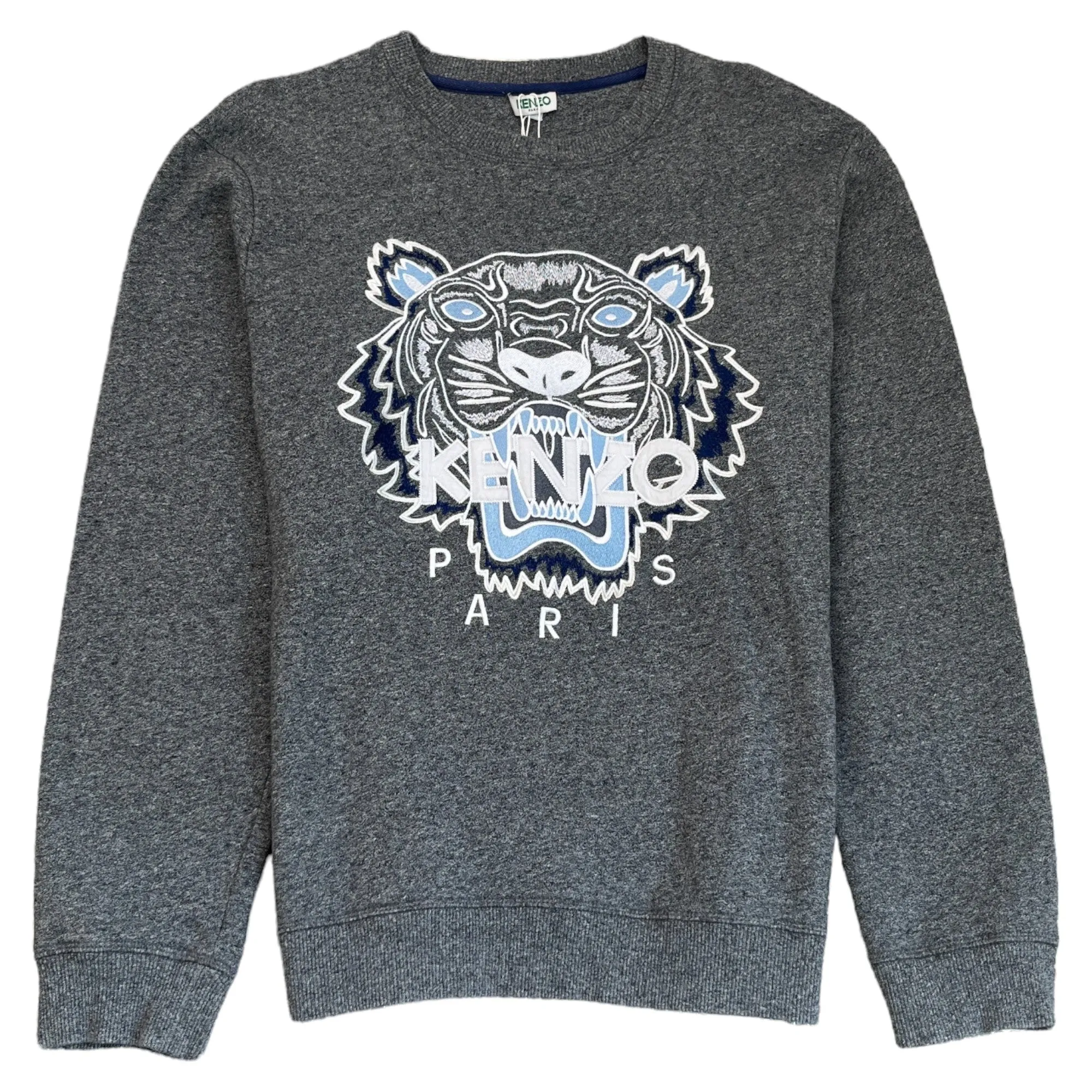 Men's Embroidered Tiger Sweatshirt Grey Size M