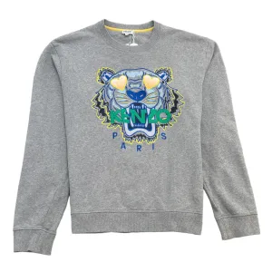 Men's Embroidered Tiger Sweatshirt Grey Size XL