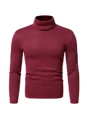 Men's fleece pullover turtleneck knitted top