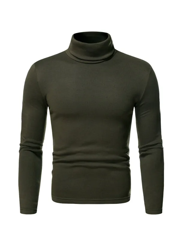 Men's fleece pullover turtleneck knitted top