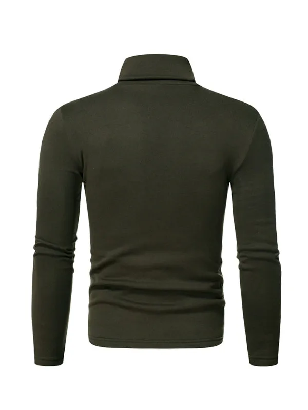 Men's fleece pullover turtleneck knitted top