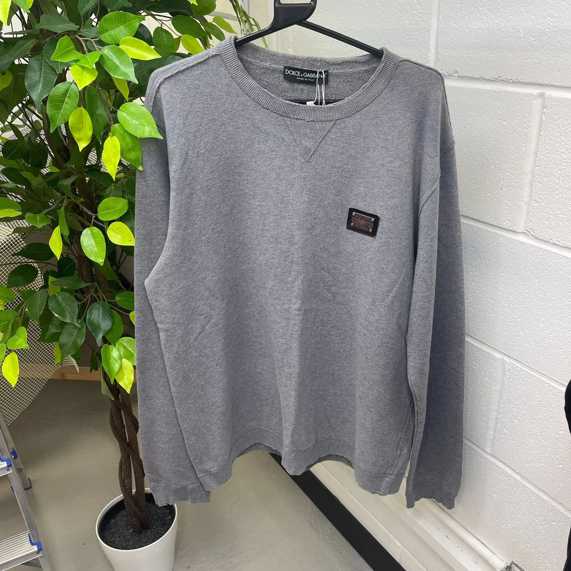 Men's Plaque Logo Sweatshirt Grey Size IT 54 / UK XXL