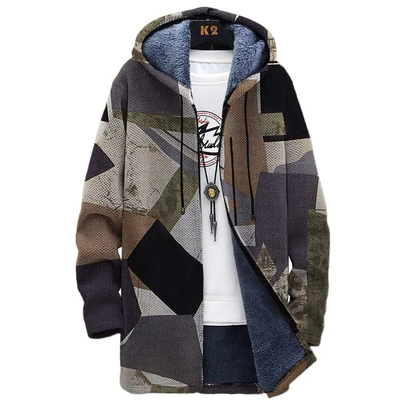 MEN'S PRINTED HOODED FLEECE JACKET 55217576YM