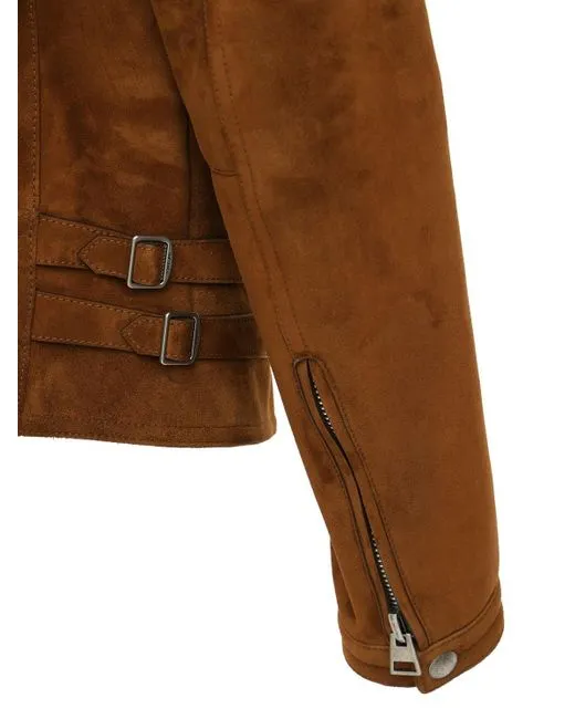 Men’s Tan Brown Leather Biker Jacket