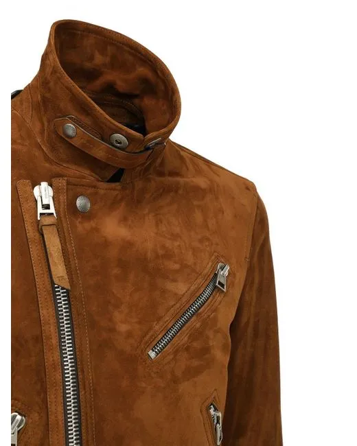 Men’s Tan Brown Leather Biker Jacket