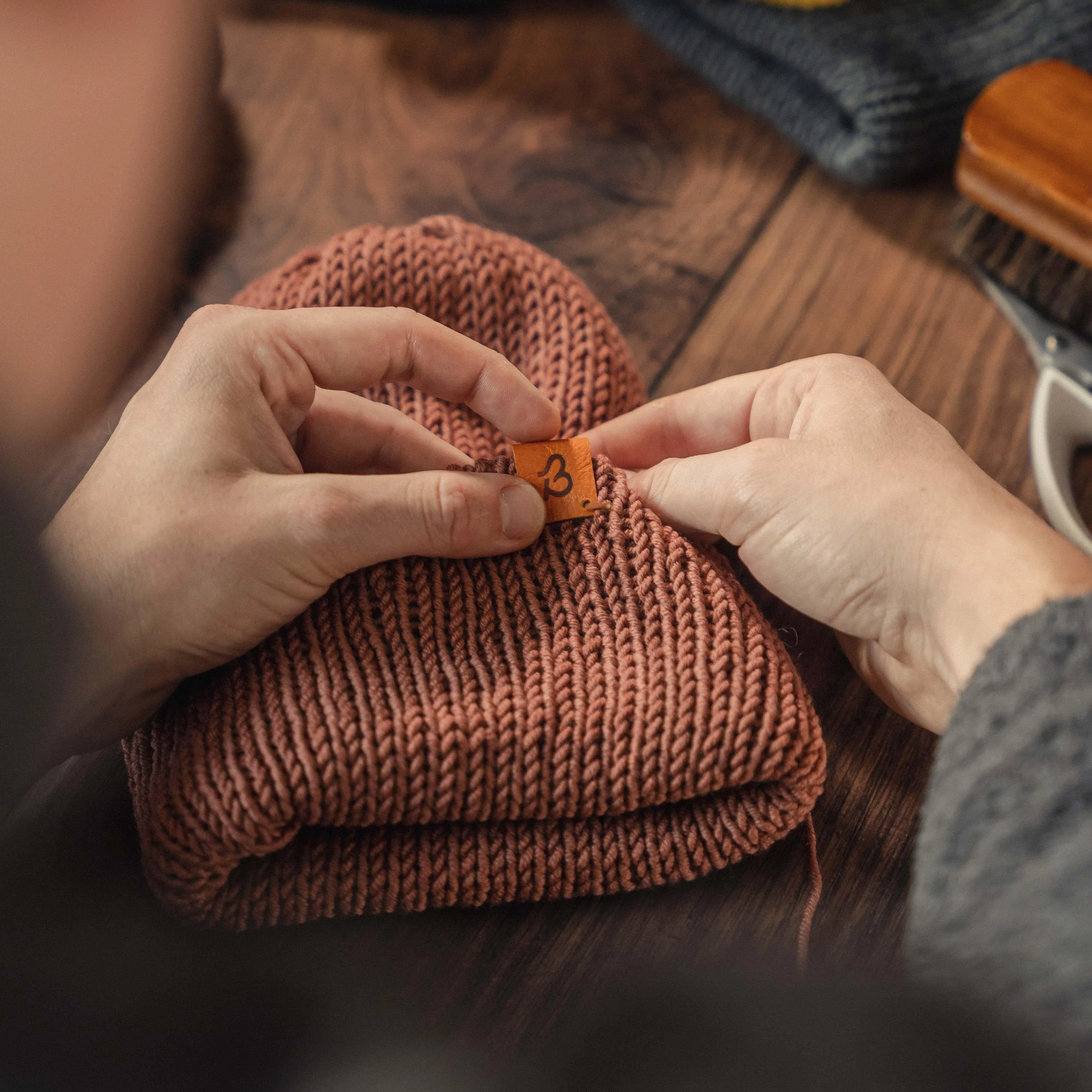 Merino Wool Beanie Hat - Cedar Red