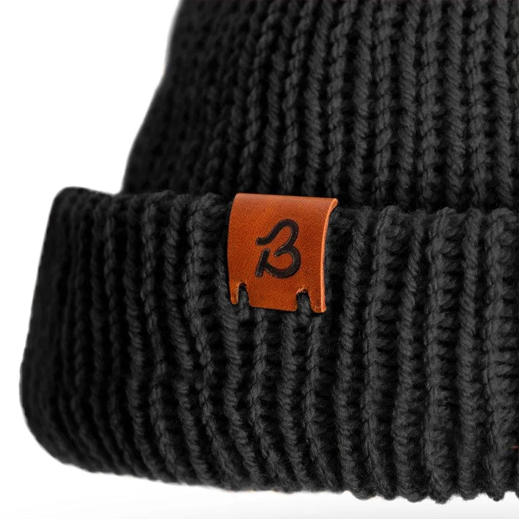 Merino Wool Beanie Hat - Raven Black