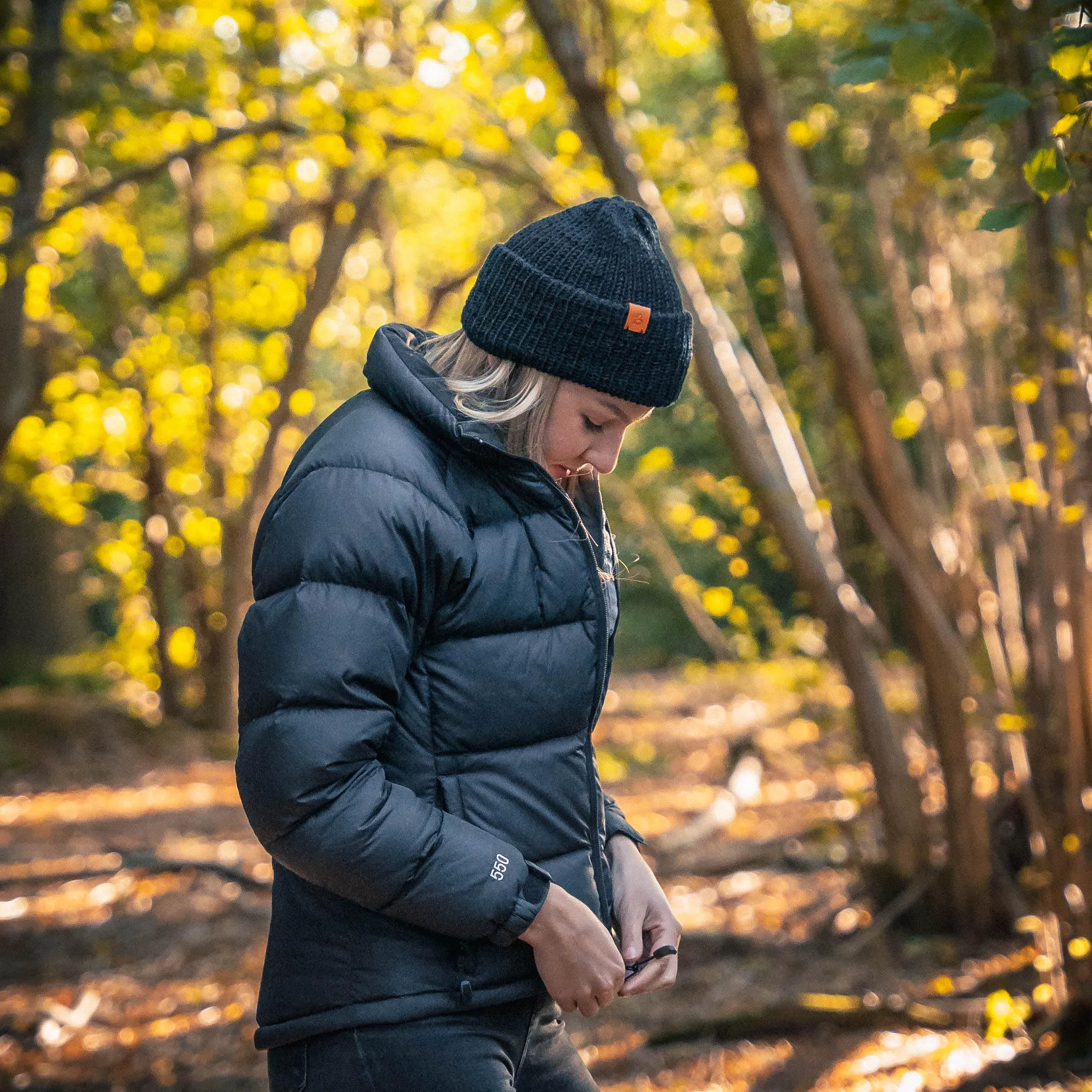 Merino Wool Beanie Hat - Raven Black