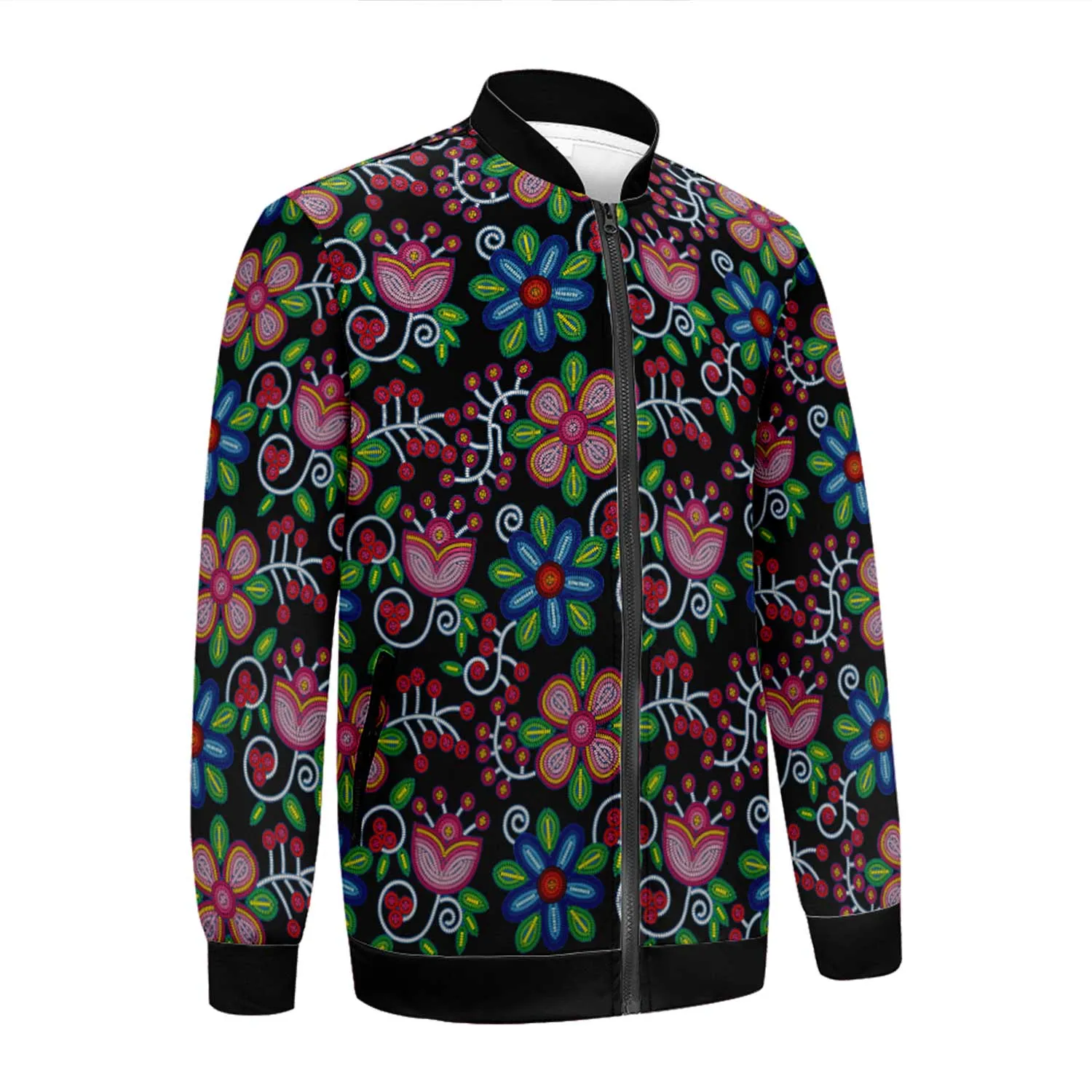 Midnight Garden Black Youth Zippered Collared Lightweight Jacket