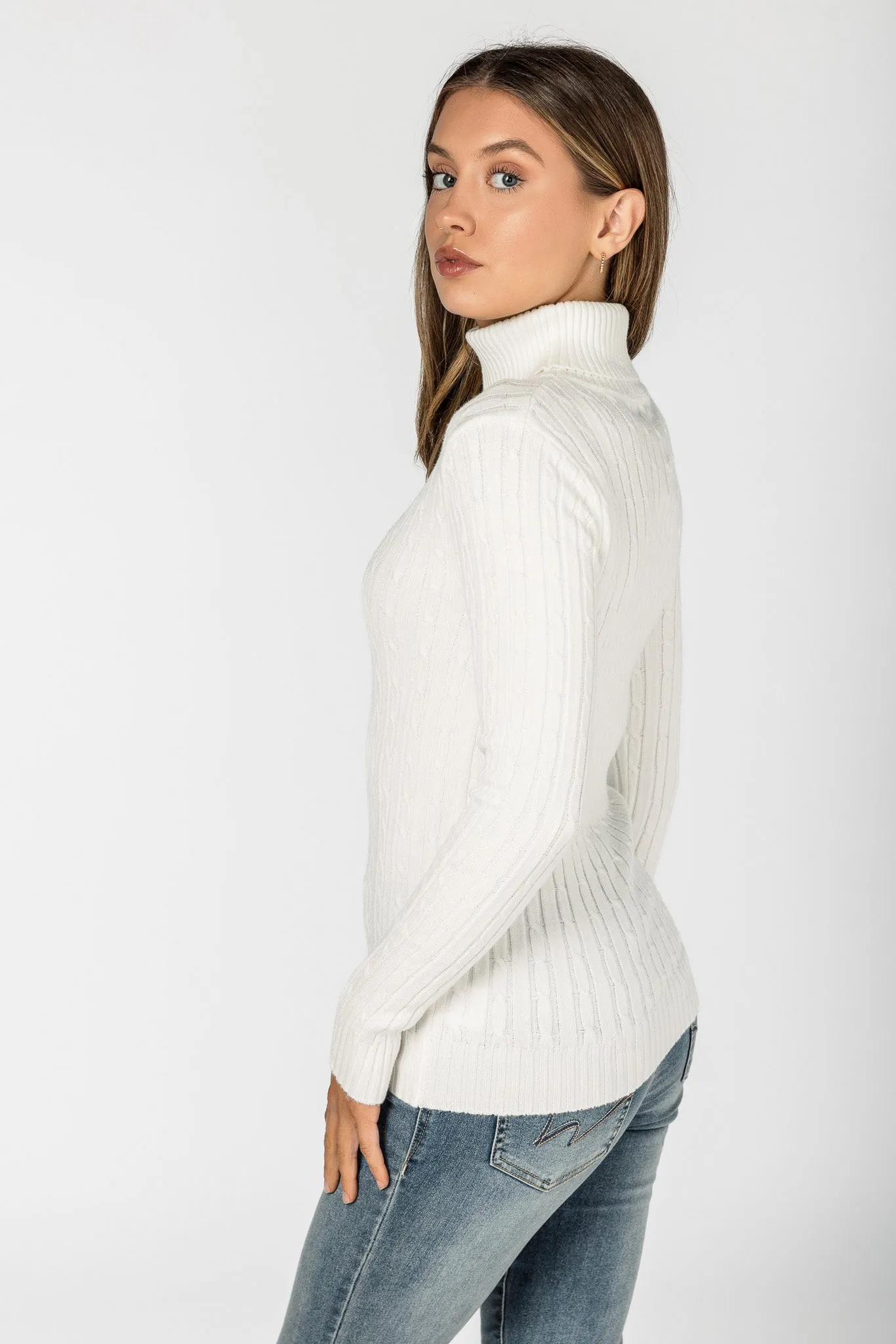 Mini-Cable Long Sleeve Turtleneck