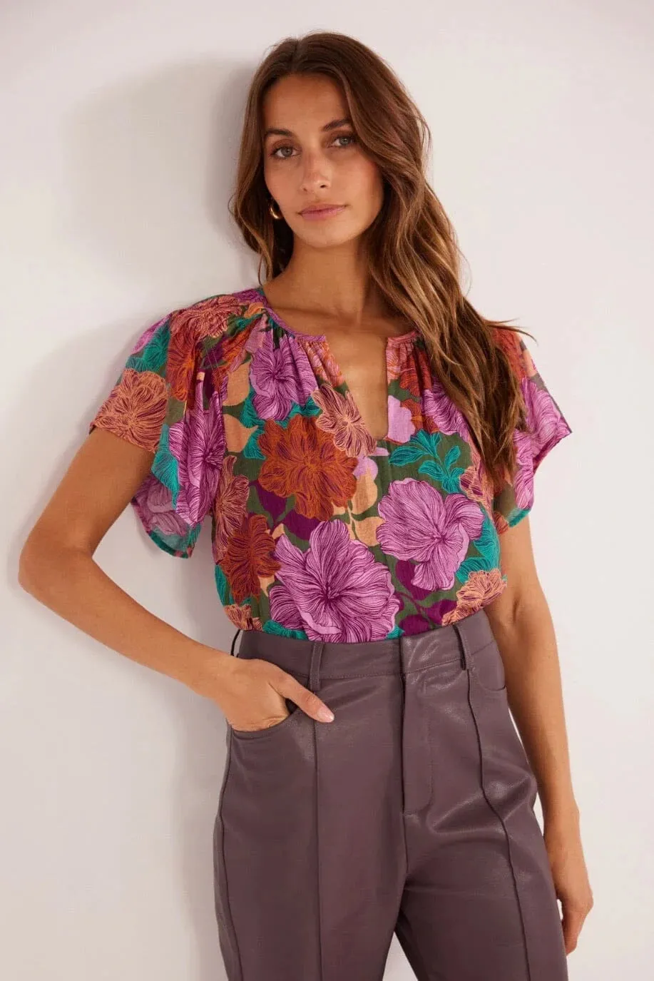 MinkPink Zora Flutter Sleeve Blouse