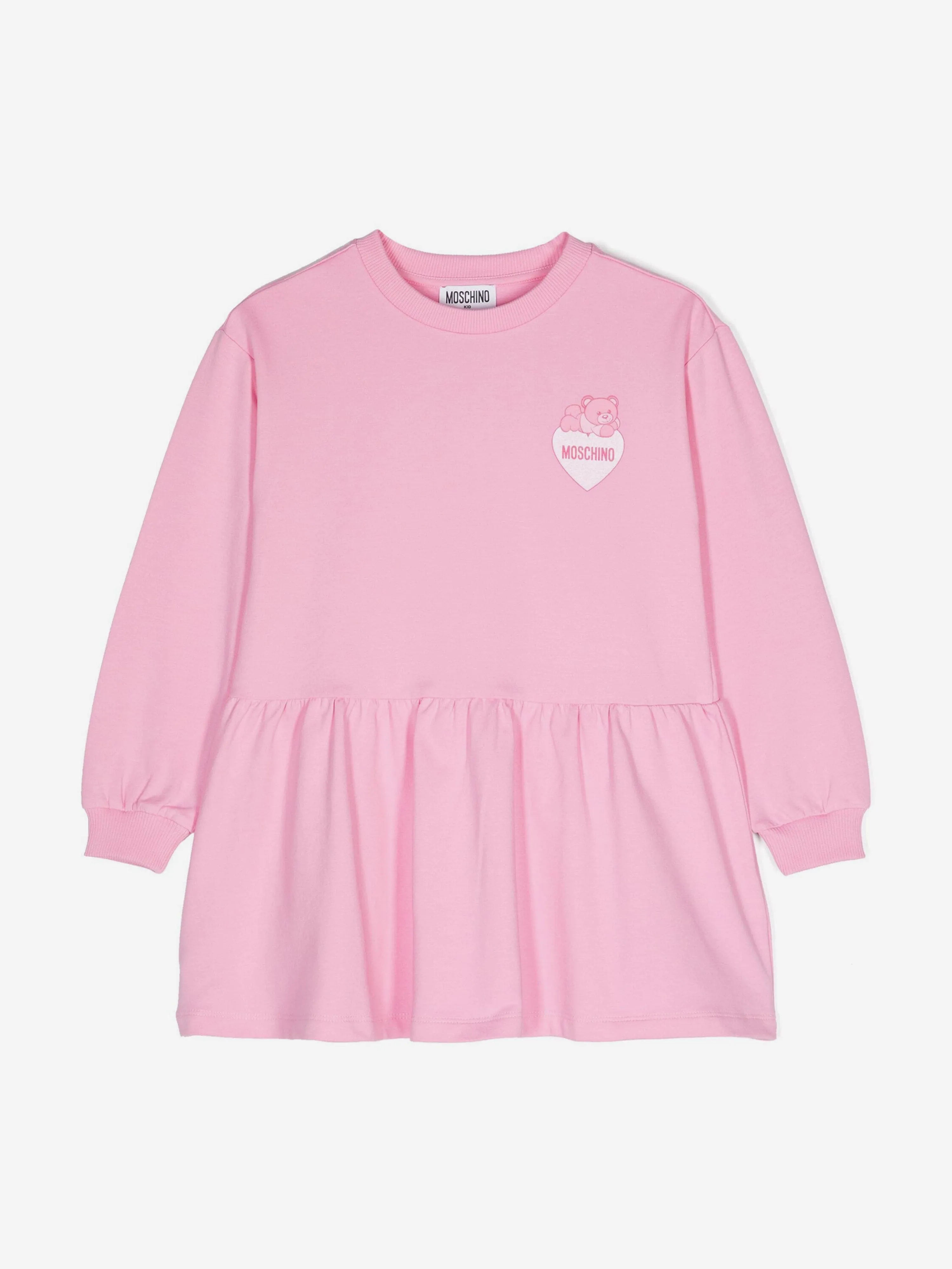 Moschino Girls Teddy Bear Logo Sweater Dress in Pink