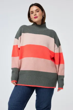 Multi Colour Oversized Turtleneck Jumper