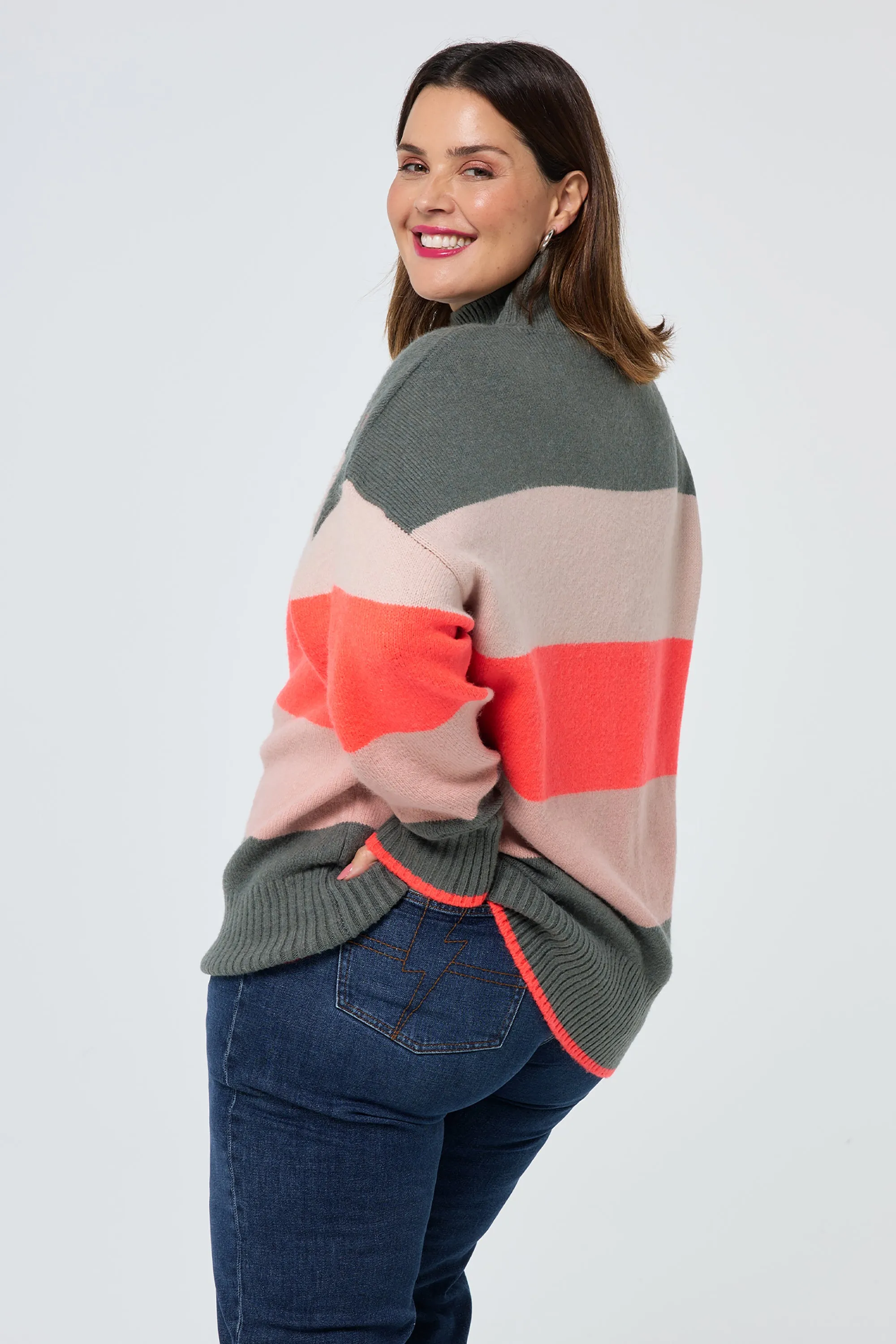 Multi Colour Oversized Turtleneck Jumper