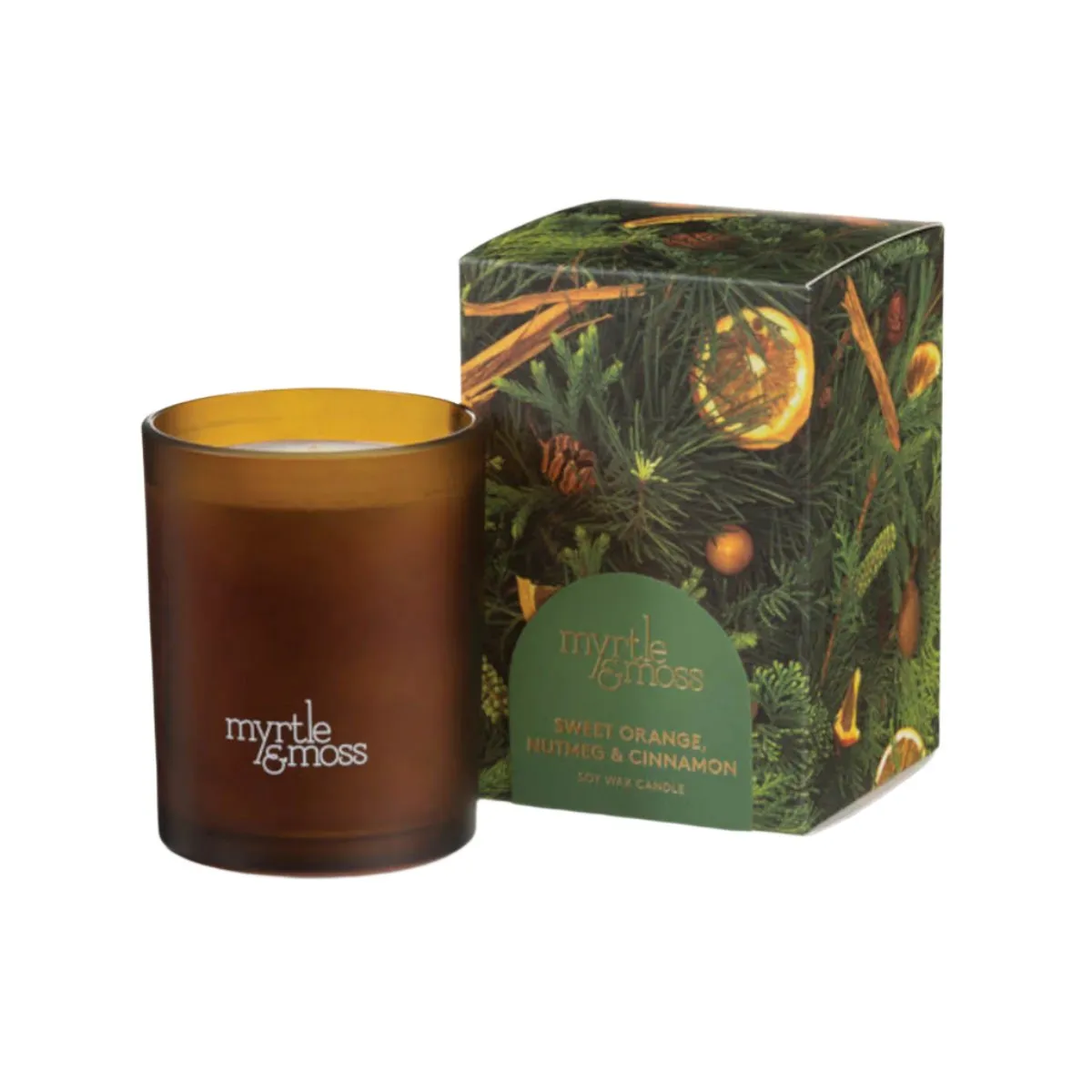 Myrtle and Moss Sweet Orange, Nutmeg, & Cinnamon Scented Candle