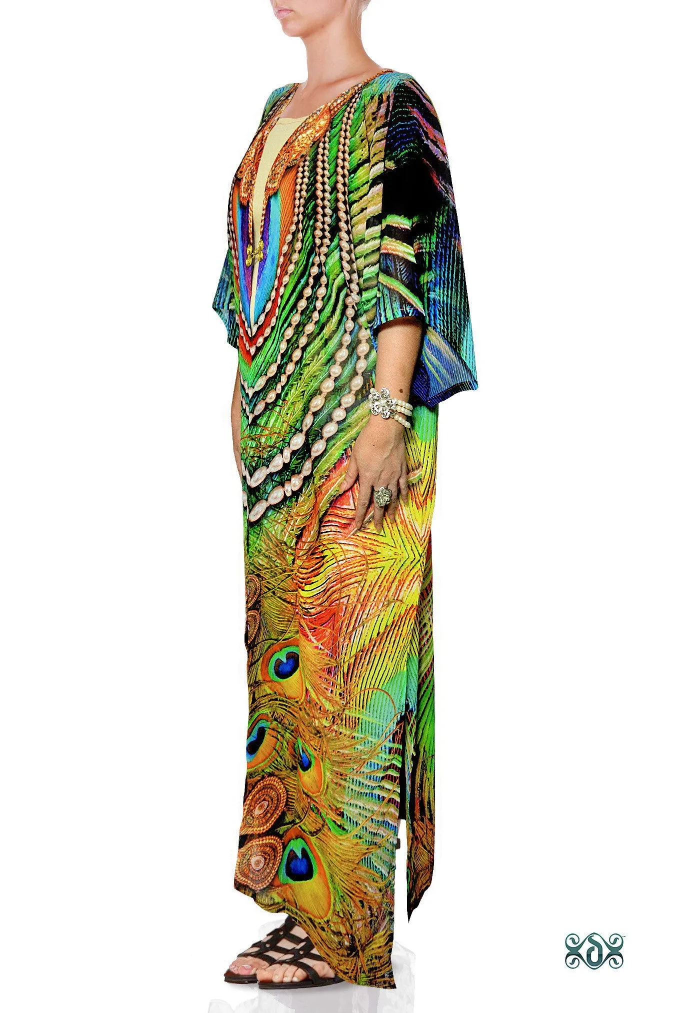 NATURE MORTE Royal Peacock Design Devarshy Long Kimono Jacket - 003