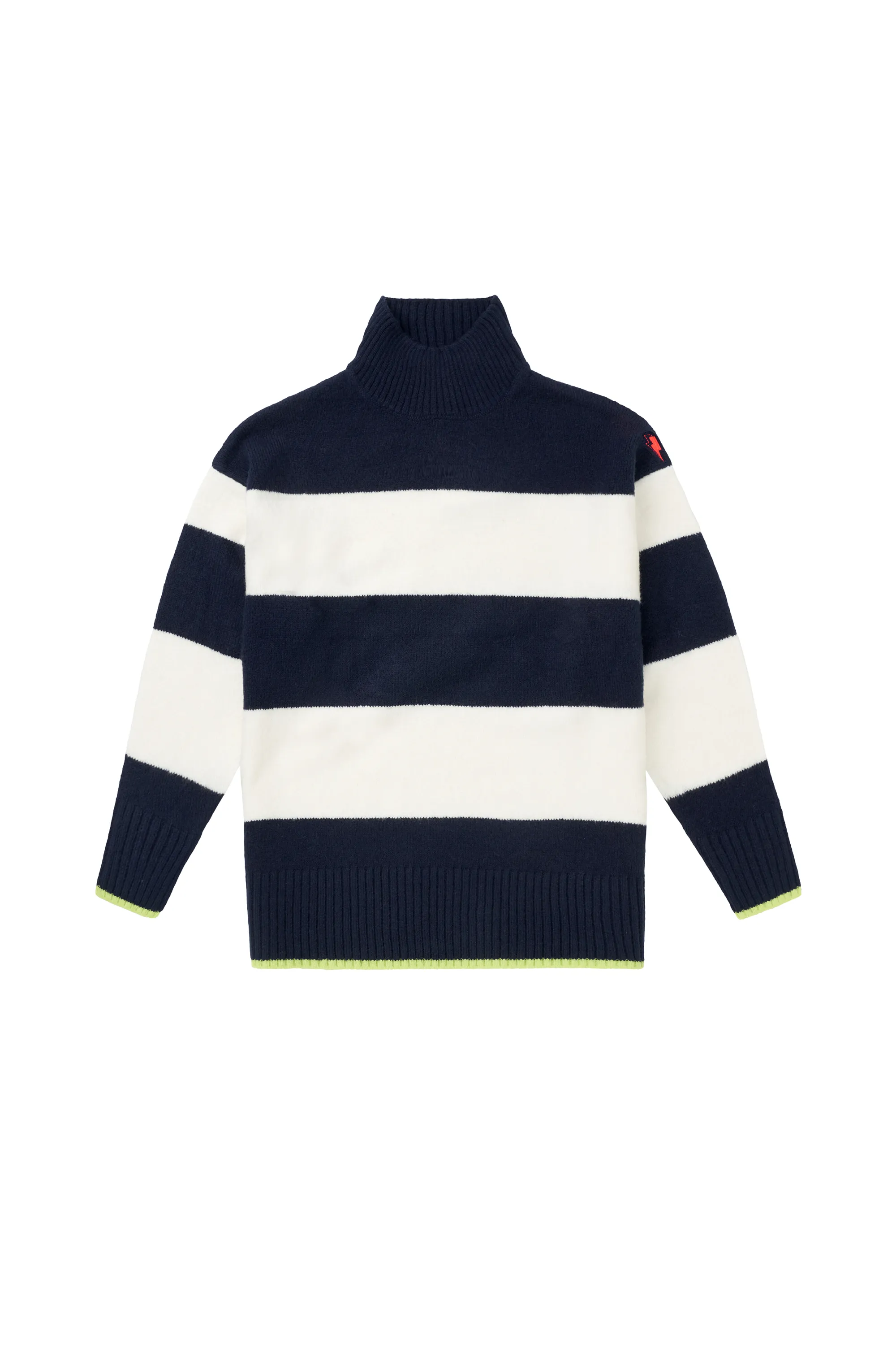 Navy with Ivory Stripe Oversized Turtleneck Jumper