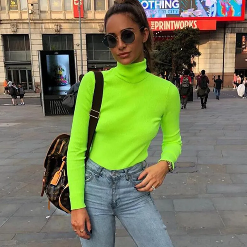 Neon Color Ribbed T Shirt