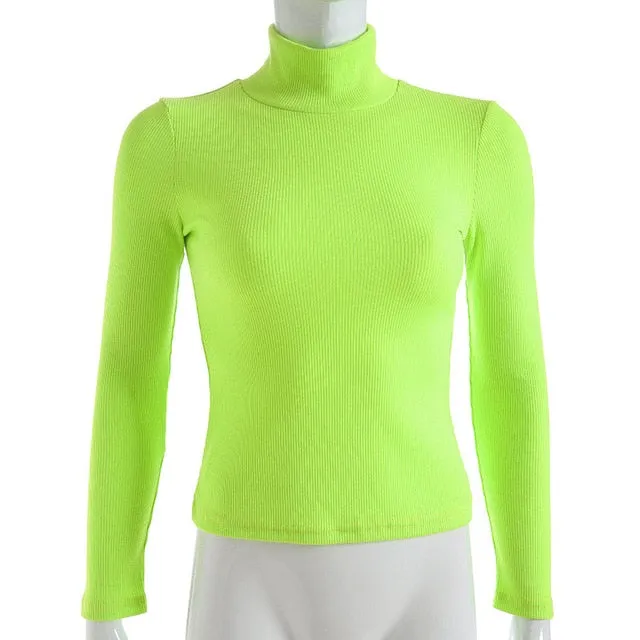 Neon Color Ribbed T Shirt