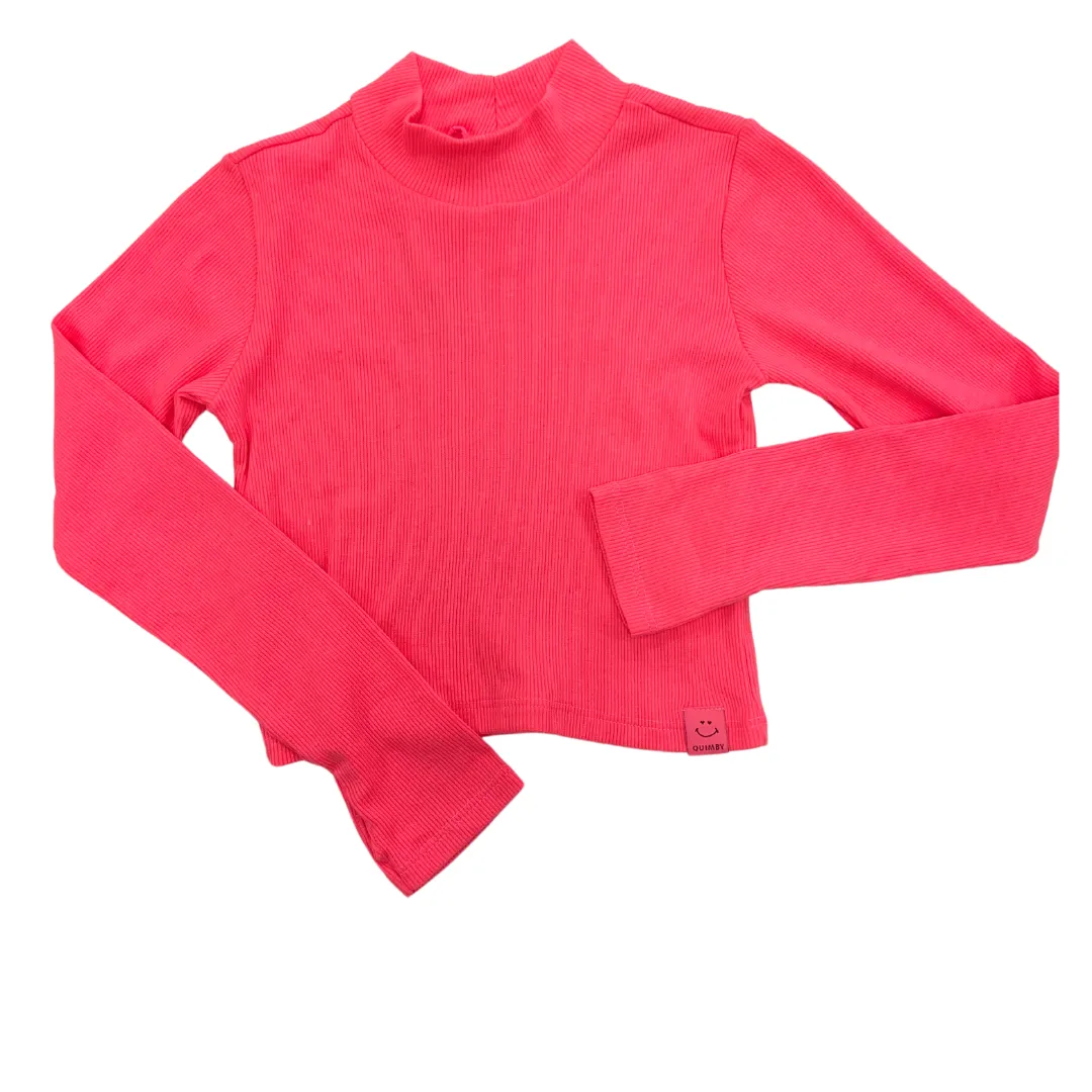 Neon Pink Long Sleeve Cropped Top