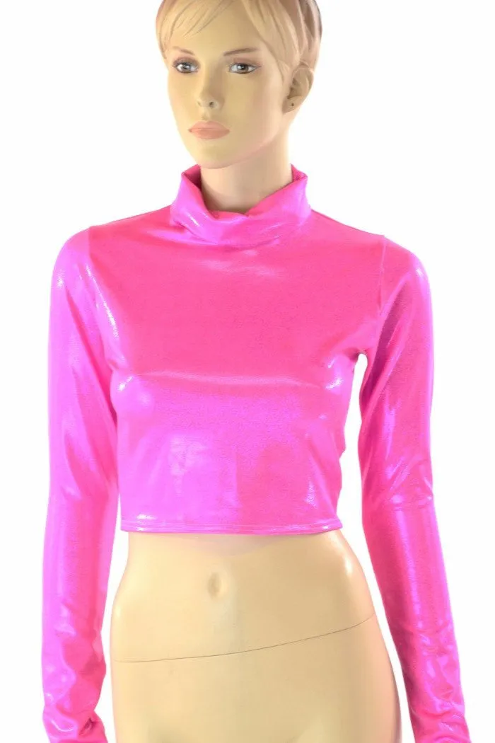 Neon Pink Peplum Skirt & Crop Set