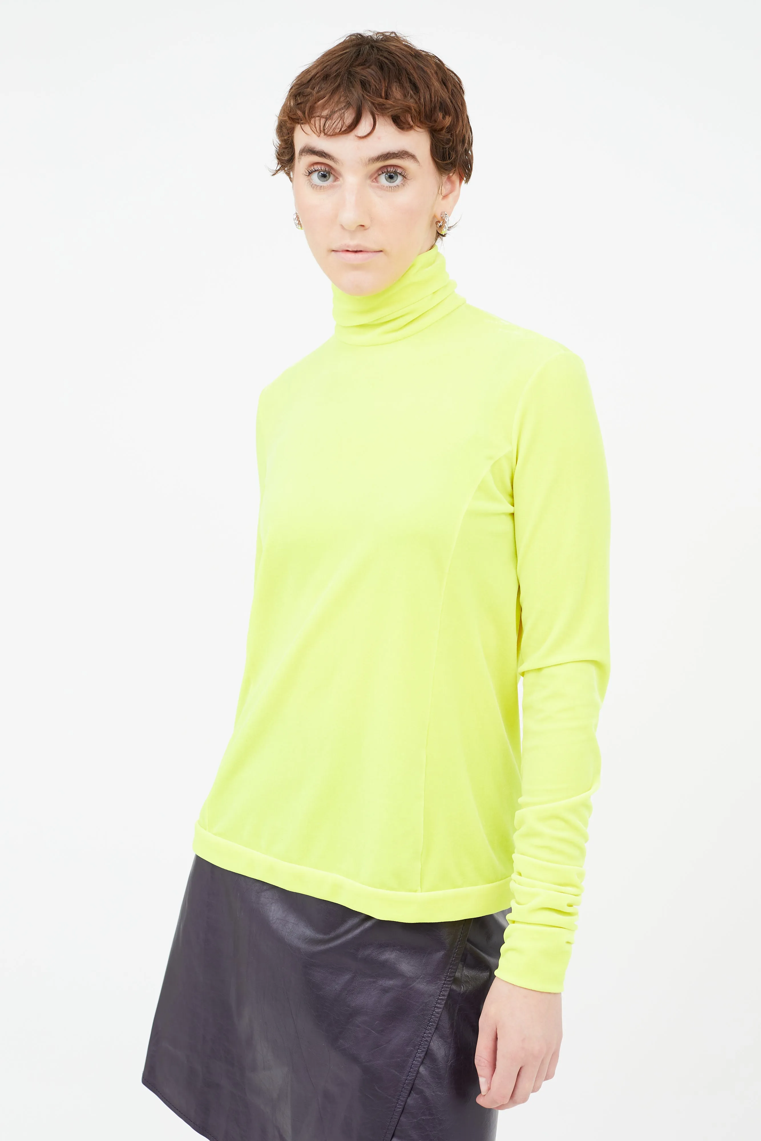 Neon Yellow Velvet Top