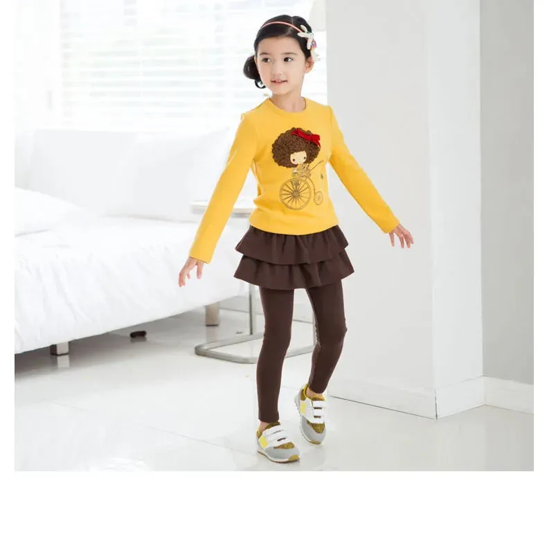 New  Autumn Winter Girls Dress Leggings Design Printed Cotton Children's Pants Kids Leggings Girl Skirt Children Dress