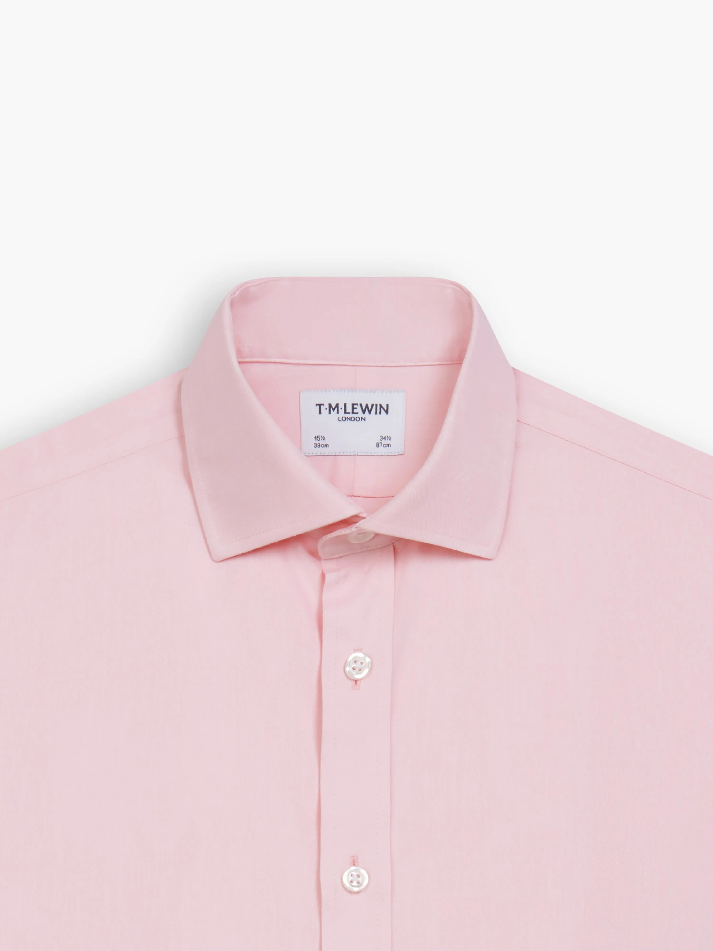 Non-Iron Pink Twill Slim Fit Double Cuff Classic Collar Shirt