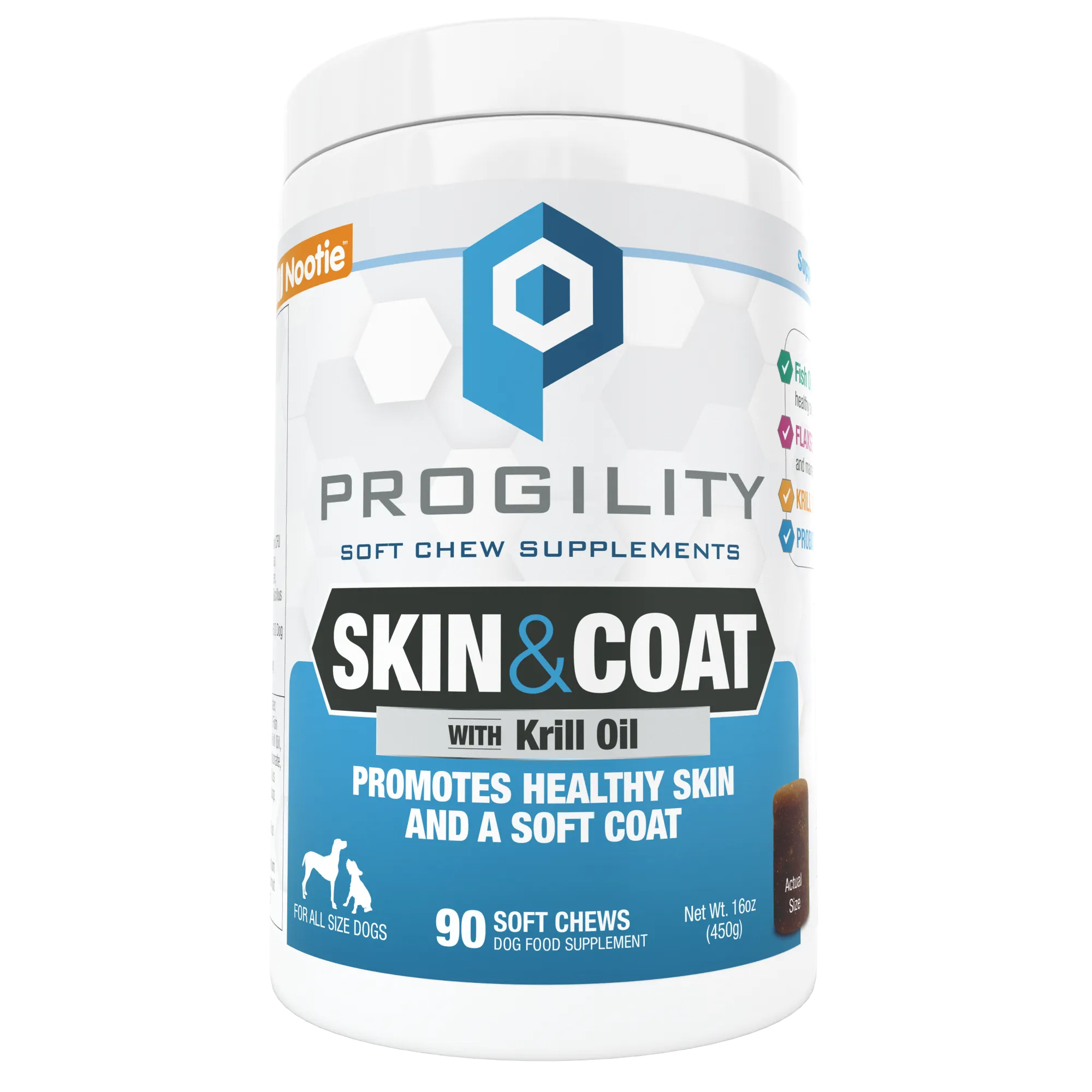 Nootie Progility Skin & Coat Soft Chew Supplement For Dogs (90 Count)