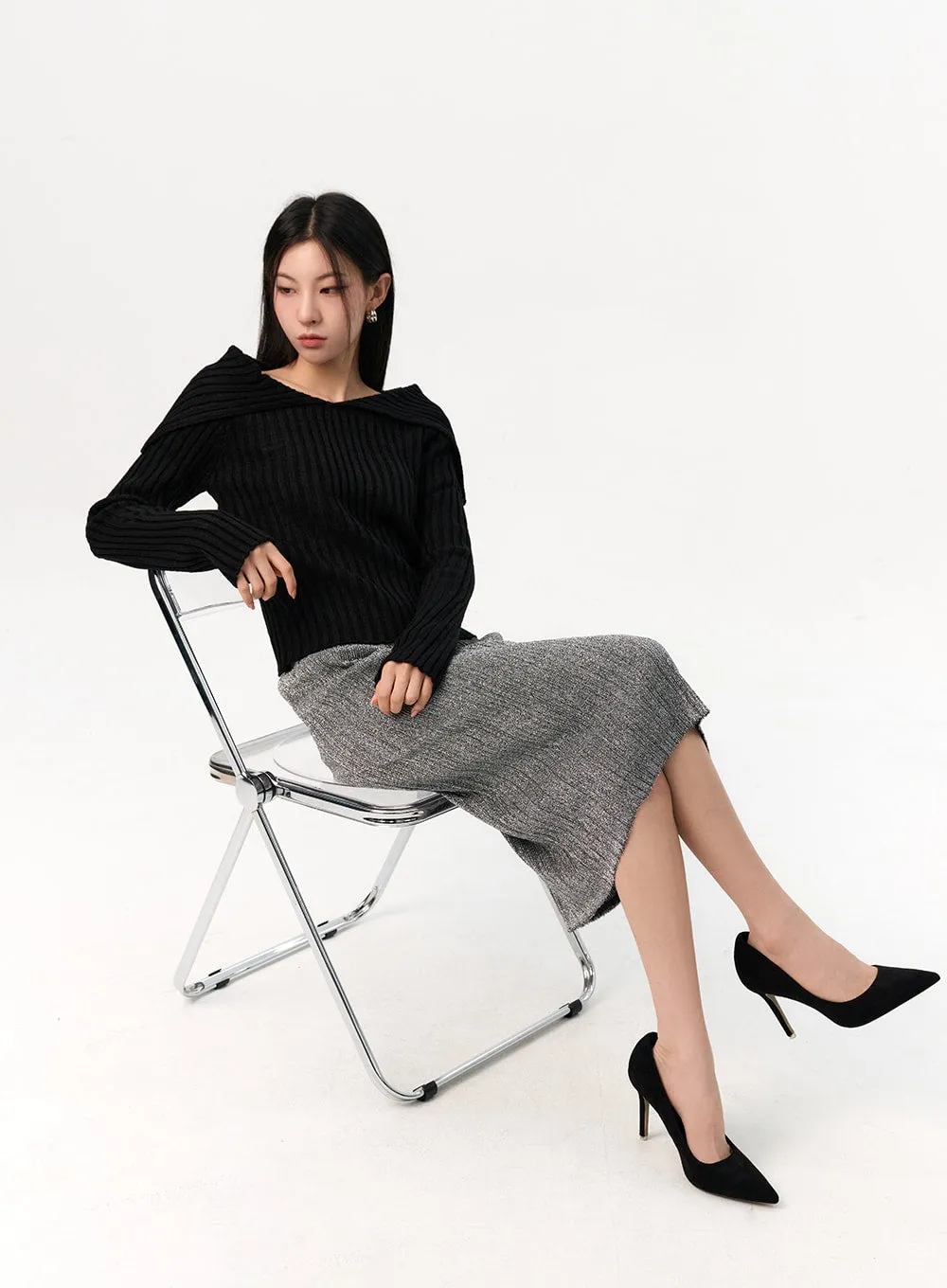 Off-Shoulder Knit Sweater IO320