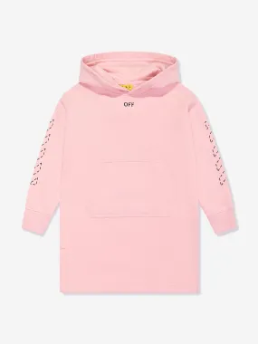 Off-White Girls Arrow Stitched Hooded Sweater Dress in Pink