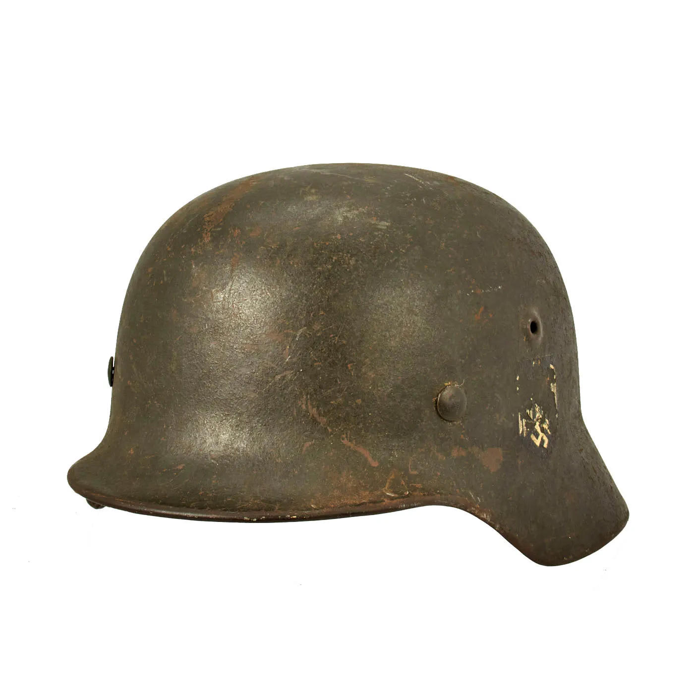 Original German WWII Named Army Heer M40 Single Decal Steel Helmet with Size 59 Liner - SE66