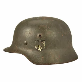 Original German WWII Named Army Heer M40 Single Decal Steel Helmet with Size 59 Liner - SE66