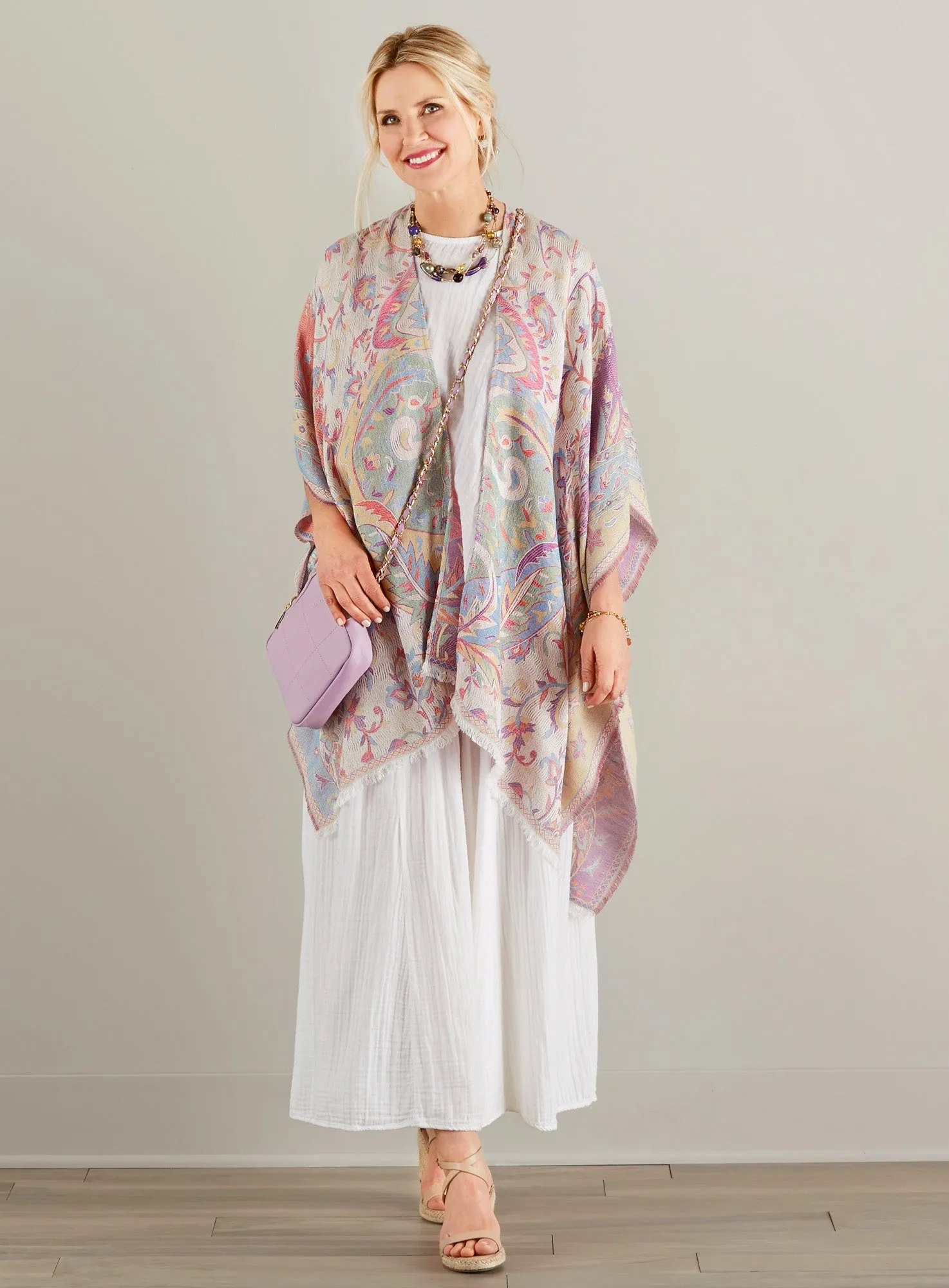 Paisley Pastels Reversible Kimono Wrap