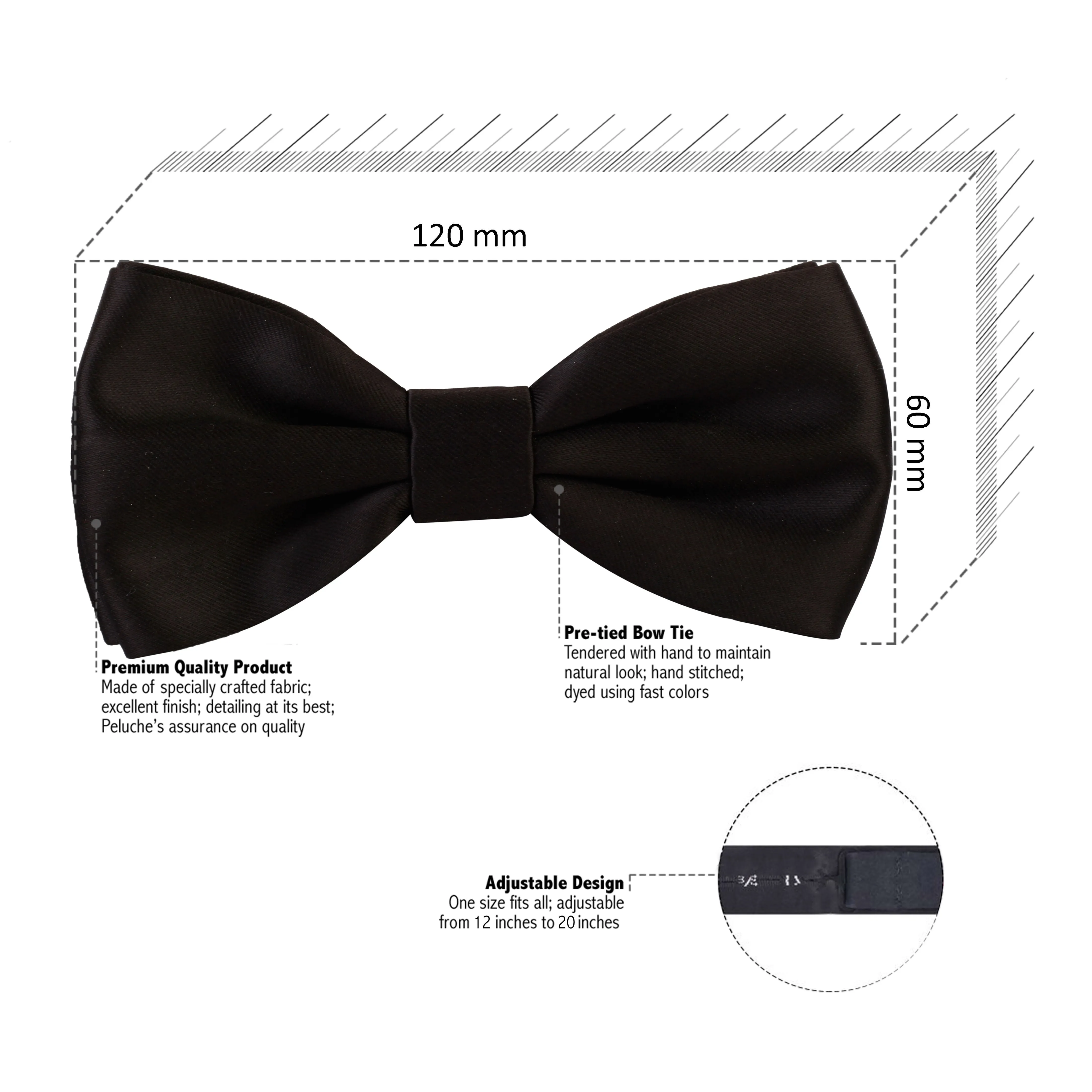 Peluche Essential Black Bow Tie For Men