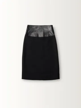 PENCIL SKIRT WITH LEATHER WAIST