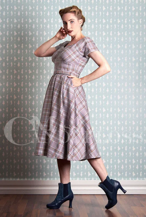 Phoebe-Wisteria Tartan swing dress by Miss Candyfloss