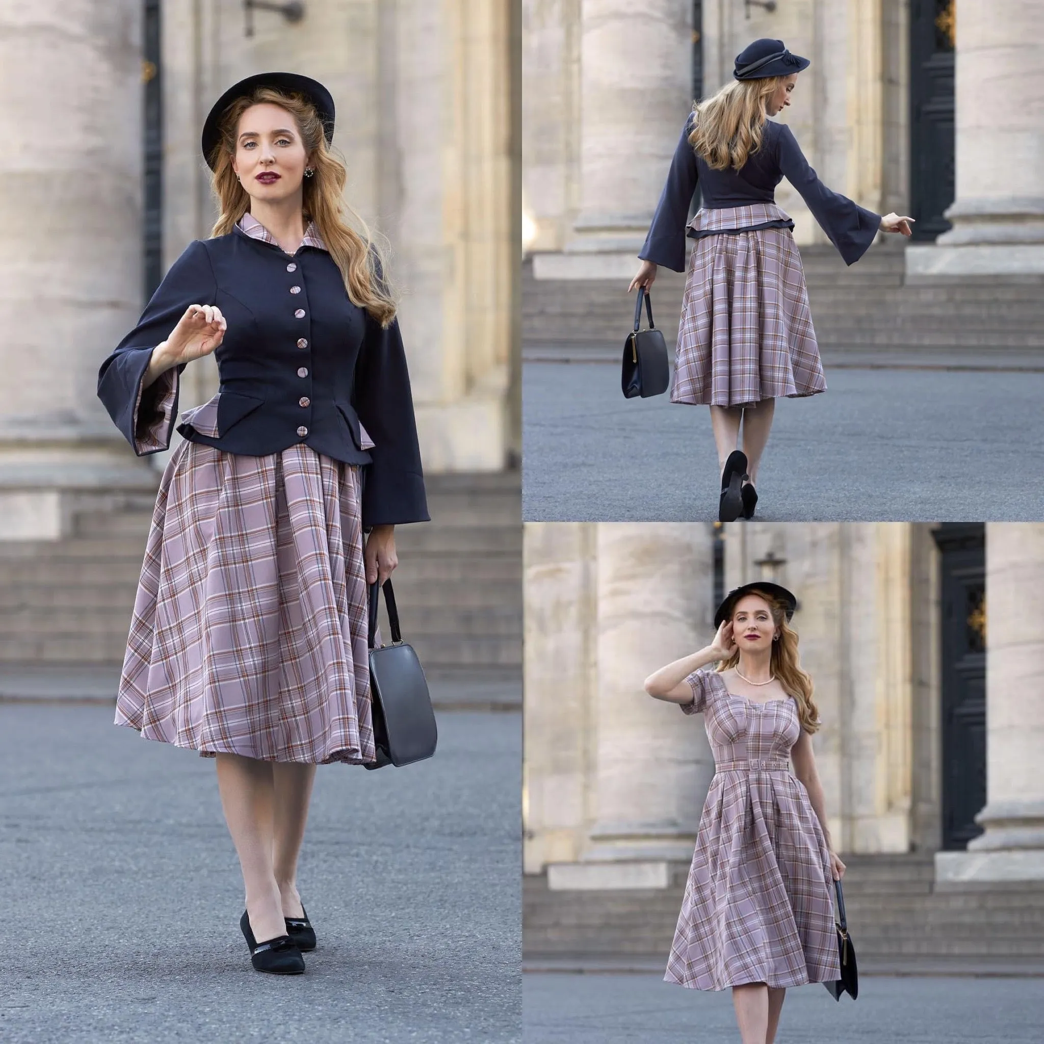 Phoebe-Wisteria Tartan swing dress by Miss Candyfloss