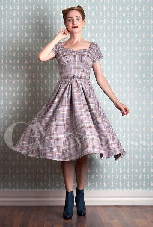 Phoebe-Wisteria Tartan swing dress by Miss Candyfloss