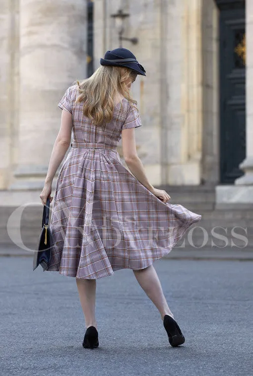 Phoebe-Wisteria Tartan swing dress by Miss Candyfloss